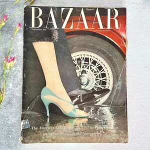 Vintage Harper's Bazaar September 1954 Magazine Dior Balenciaga Paris Collection